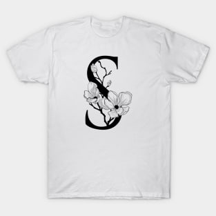 Letter S Monogram - Floral Initial T-Shirt